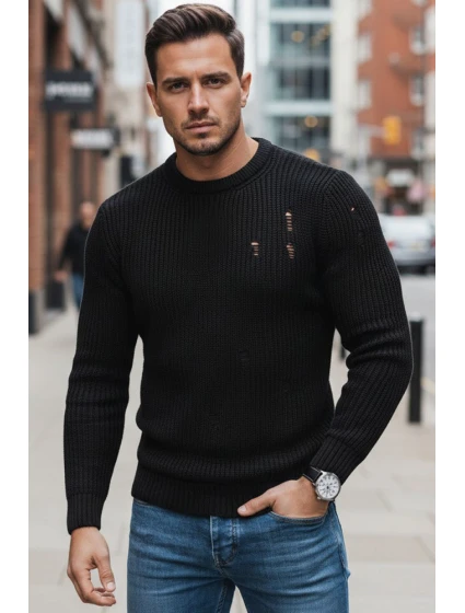 Pánsky čierny sveter FashionStreet WX1991 Pánsky čierny sveter FashionStreet WX1991