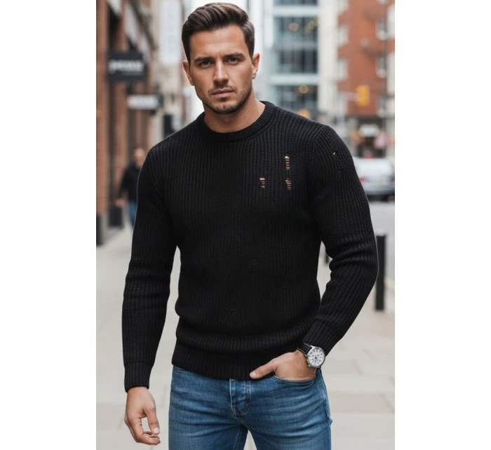 Pánsky čierny sveter FashionStreet WX1991 Pánsky čierny sveter FashionStreet WX1991