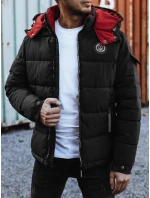 Pánska prešívaná zimná bunda s kapucňou čierna FashionStreet TX4930 Pánska prešívaná zimná bunda s kapucňou čierna FashionStreet TX4930