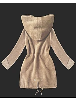 Světle béžová vlněná bunda typu alpaka s kapucí model 21482431 - MHM