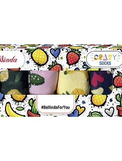 Darčeková krabička so 4 pármi zábavných bláznivých ponožiek CRAZY SOCKS BOX – BELLINDA – zelená