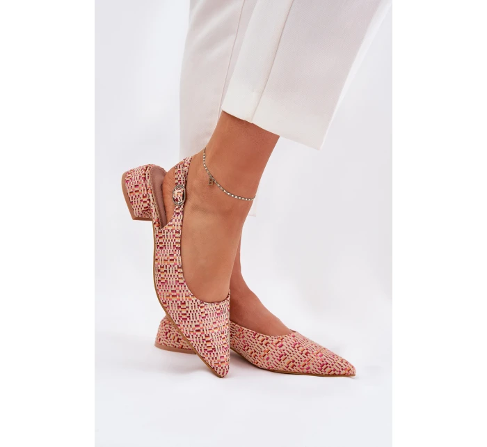 Plecione Sandały Damskie Na Delikatnym Obcasie Multikolor Jorela Plecione Sandały Damskie Na Delikatnym Obcasie Multikolor Jorela