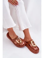 Dámské sandály na platformě se zlatým detailem Camel model 21687279 - Boto Dámské sandály na platformě se zlatým detailem Camel model 21687279 - Boto