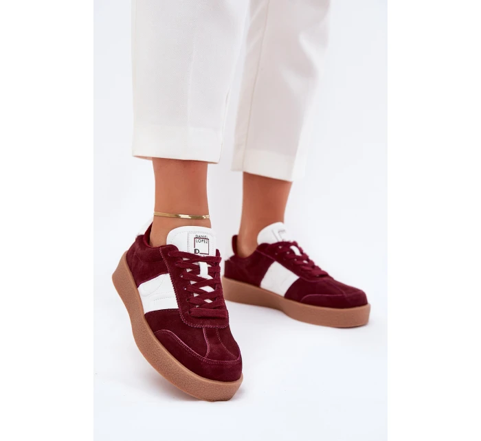 Zamszowe Sneakersy Damskie Daniel Lopez Just Dare SS2D4023 Bordowe