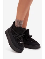 Śniegowce Damskie Na Platformie Z Futerkiem Typu Baranek Big Star SS274109 Czarne