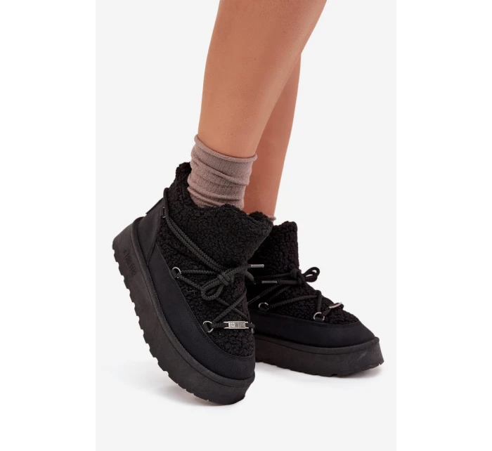 Śniegowce Damskie Na Platformie Z Futerkiem Typu Baranek Big Star SS274109 Czarne