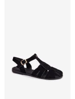 Dámske sandále Roman flat black Belanessa Dámske sandále Roman flat black Belanessa