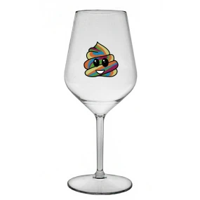 DUHOVÉ VESELÉ EE - čirá nerozbitná sklenice na víno 470 ml