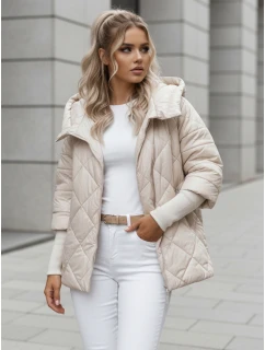 Dámska prechodná prešívaná bunda oversize PUFFILOF light beige FashionStreet TY4856