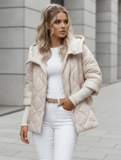 Dámska prechodná prešívaná bunda oversize PUFFILOF light beige FashionStreet TY4856