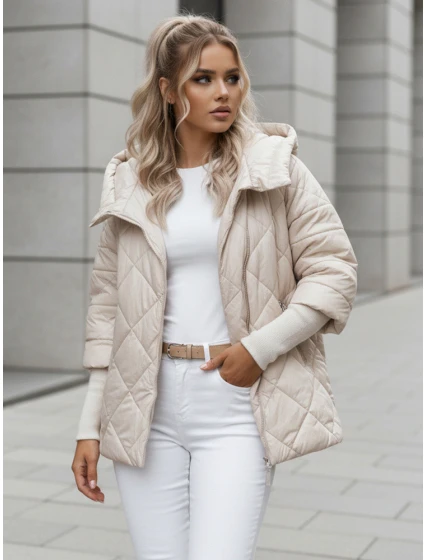 Dámská přechodná prošívaná bunda oversize light beige Dstreet model 21986700 - FashionStreet Dámská přechodná prošívaná bunda oversize light beige Dstreet model 21986700 - FashionStreet