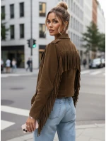 Dámska semišová bunda so strapcami hnedá FashionStreet TY5582 Dámska semišová bunda so strapcami hnedá FashionStreet TY5582