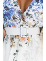 613-1 CELINA Vzdušné maxi šaty s obálkovým výstrihom, opaskom a kvetinovým ombre - MODRÁ 613-1 CELINA Vzdušné maxi šaty s obálkovým výstrihom, opaskom a kvetinovým ombre - MODRÁ