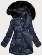 Tmavomodrá asymetrická dámska zimná bunda (8953-e) Tmavomodrá asymetrická dámska zimná bunda (8953-e)