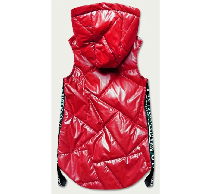 Červená dámska vesta s ozdobnými páskami (B8096-4) Červená dámska vesta s ozdobnými páskami (B8096-4)