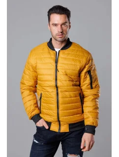 Tmavo žltá pánska prešívaná bunda typu "bomber" (MY02-23)