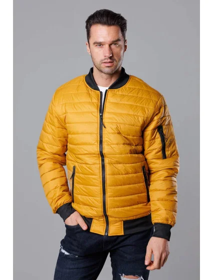 Tmavo žltá pánska prešívaná bunda typu "bomber" (MY02-23)