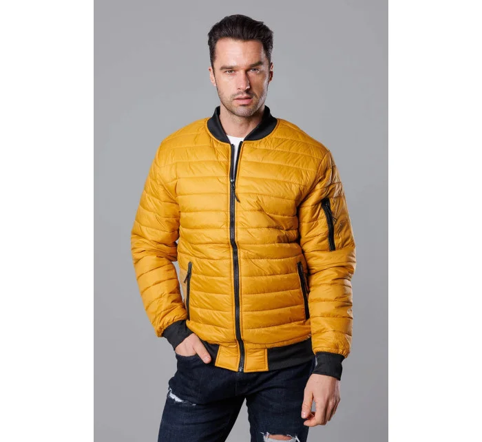 Tmavo žltá pánska prešívaná bunda typu "bomber" (MY02-23)