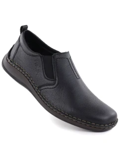 Čierna pánska kožená obuv Rieker 05264-00