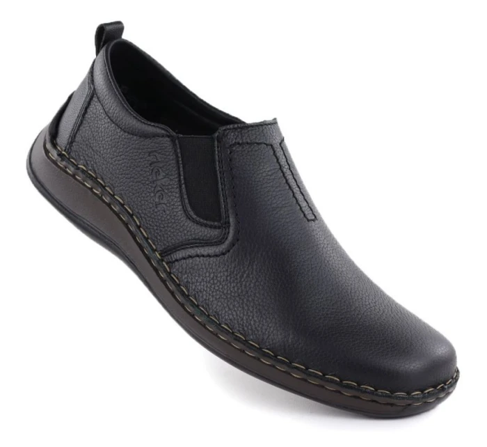 Čierna pánska kožená obuv Rieker 05264-00