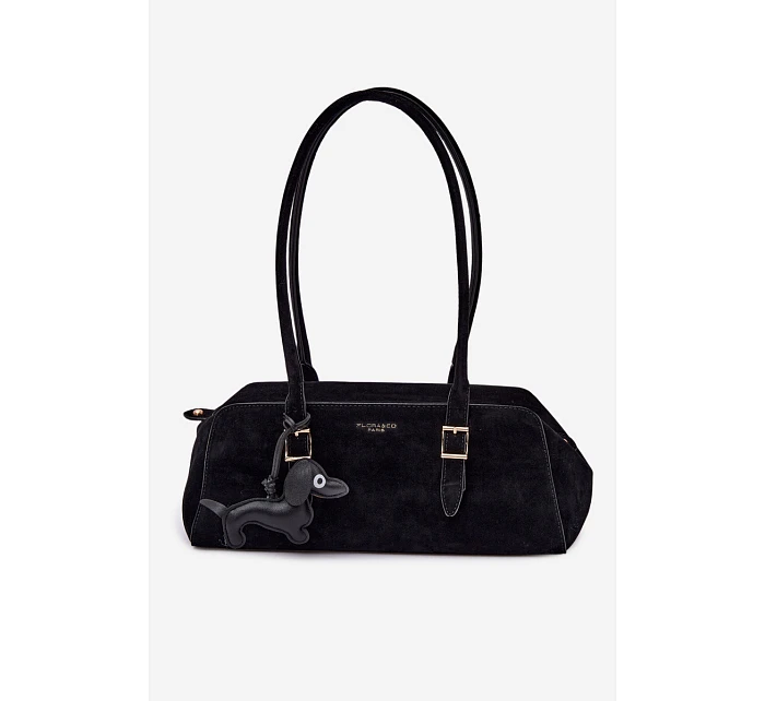 Kabelka z imitace semiše s přívěskem černá model 22111600 - Flora&Co