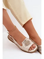 Ženské sandály Ploché S Ozdobou model 22133655 Zlaté - S.Barski