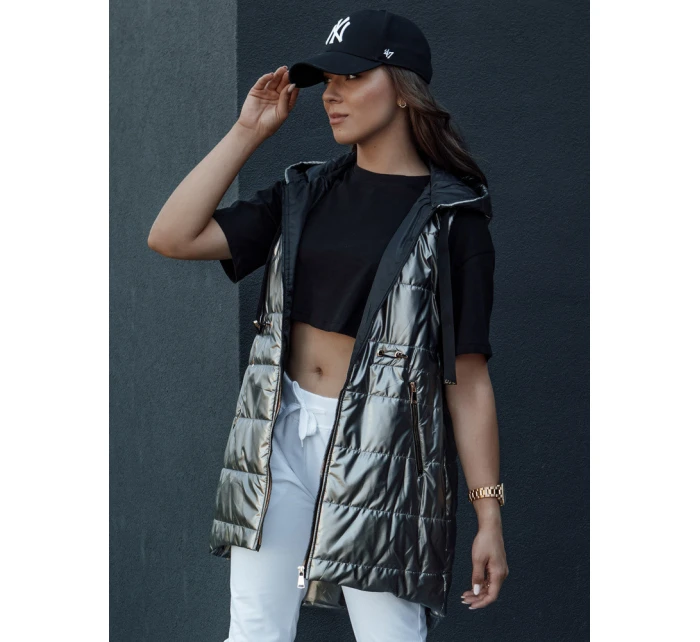 Dámska prešívaná vesta PIXIECODE tmavo šedá FashionStreet TY4437 Dámska prešívaná vesta PIXIECODE tmavo šedá FashionStreet TY4437