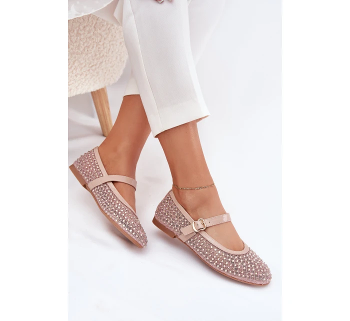 Zdobené Dámské Baletky S Páskem A Přezkou Béžové model 21702798 - Boto