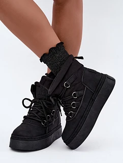 Černé sněhule na zavazování s platformou Big Star model 22539823 - Big Star Shoes