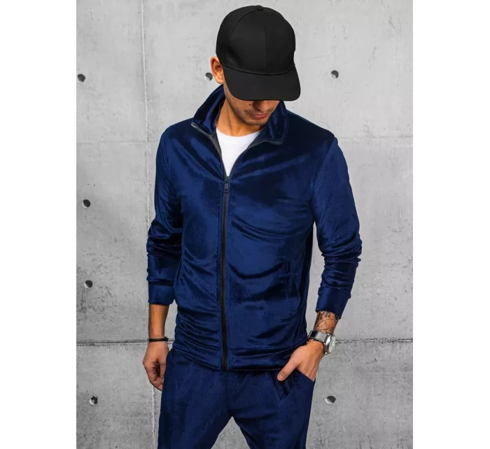 Pánská tmavě modrá velurová mikina Dstreet model 21967351 - FashionStreet