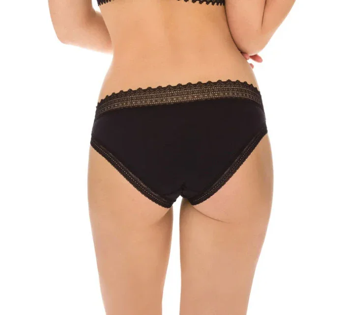 Dámske bavlnené nohavičky s čipkou 2 ks DIM SEXY FASHION SLIP 2x - DIM - čierna