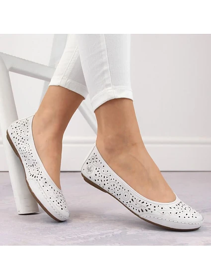 Kožená pohodlná polobotka W model 22033618 bílá - Rieker