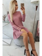 Šaty s volánem tmavě růžové