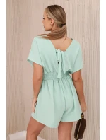 Kombinéza s volánikmi v páse tmavá mentolová