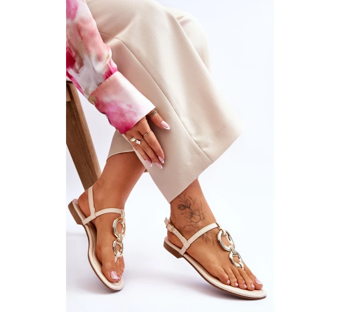 Ploché kožené žabky Béžove Keep model 21620391 - Boto