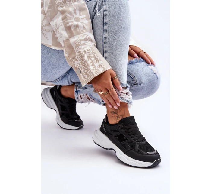 Modne Damskie Buty Sportowe Z Siateczką Czarne Venice