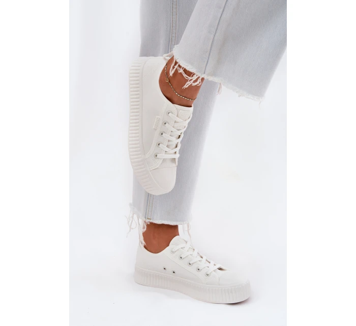 Materiałowe Trampki Damskie Na Platformie Big Star RR274776 Białe