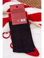 Pánske vianočné ponožky so Santom a nápisom - čierne Pánske vianočné ponožky so Santom a nápisom - čierne