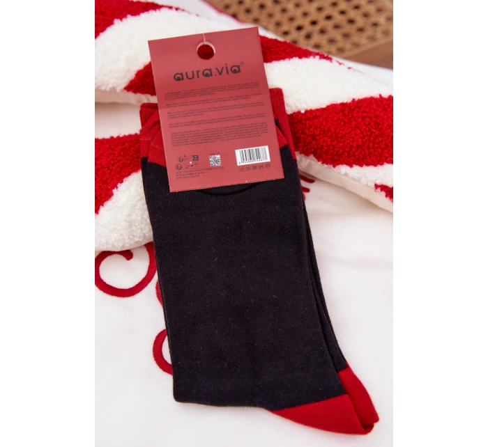 Pánske vianočné ponožky so Santom a nápisom - čierne Pánske vianočné ponožky so Santom a nápisom - čierne