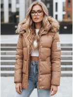 Dámská zimní prošívaná bunda s kapucí camel Dstreet model 21994853 - FashionStreet