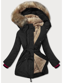 Čierna dámska zimná bunda s kapucňou (CAN-579)
