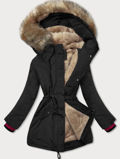 Čierna dámska zimná bunda s kapucňou (CAN-579)