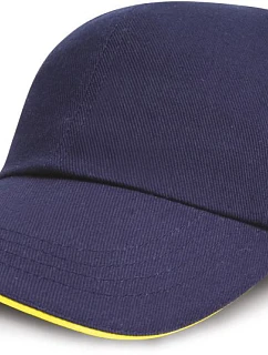 Result Headwear RC 024XP 6-panelová nízkoprofilová sendvičová čiapka 28.24XP tmavomodrá/žltá