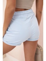Dámske bavlnené šortky s gumou a pásom modré
