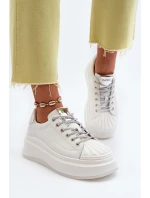 Dámské kožené tenisky na platformě GOE NN2N4033 Bílé