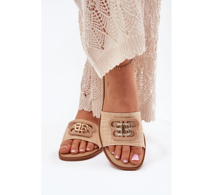 Ploché Dámské Klapky S Ozdobným Béžové model 21699564 - Boto