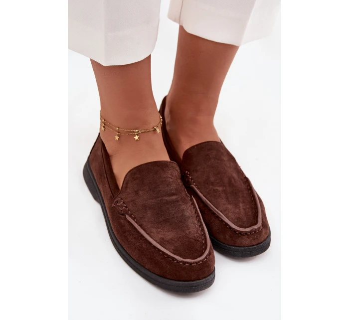 Mokasyny Damskie Z Eko Zamszu Czekoladowe Tynara