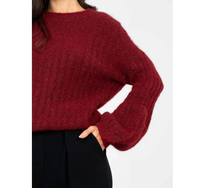 Sweter MI SW model 21958566 bordowy - FPrice Sweter MI SW model 21958566 bordowy - FPrice