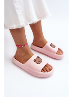 Ľahké dámske penové papuče s medvedíkom, ružové Lia