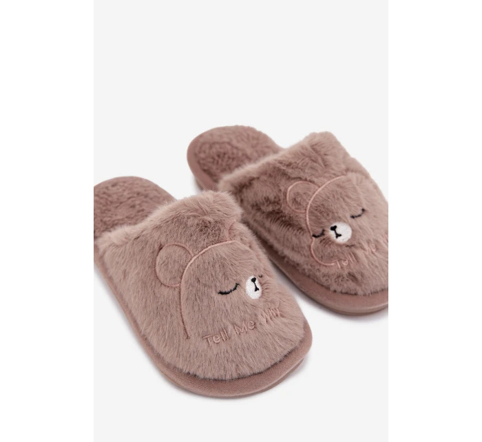 Detské papuče s kožušinou - tmavobéžové Norene Detské papuče s kožušinou - tmavobéžové Norene